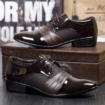 New Mens Oxford Shoes Fashion Dress Leather Shoes Casual Business Shoes Breathable Leather Shoes Brown  