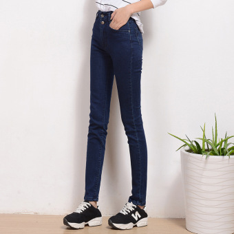 New Sexy Women Denim Skinny Pants High Waist Stretch Jeans Slim Pencil Trousers-blue  