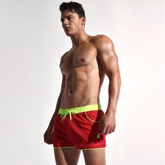 New Shorts Of Men's Quick-Drying Men's Swimwear Beach Shape Men Board Shorts Bermuda Fashion Lining Lining Shorts M(Red) - intl  
