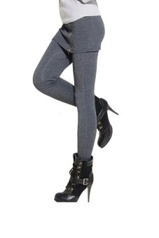 New Skirt Leggings For Women Side Zipper Fashion Stretch Pencil Pants Dark Grey  