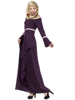 New Style Muslim gown Ms robe chiffon Muslim gown Stitching long-sleeved dress Lesser Bairam V-162 - Intl?  