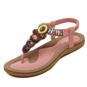 New Summer Shoes Woman Sandals for Women Flats Fashion Slippers Wedges Sandal Casual Girl Women Beaded - Intl  