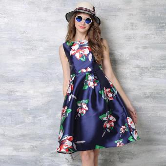 New summer slim sleeveless printing dress - intl  