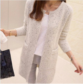 New Winter Women Casual Long Sleeve Knitted Cardigans 2017 Spring/Autumn Crochet Ladies Sweaters Fashion Cardigan Top Quality L(Beige) - intl  