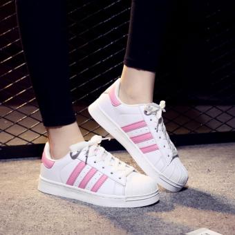 New Women Originals Superstar Sports Running Shoes Fashion Korean Low cut Breathable Casual Shoes (White/Pink) - intl  