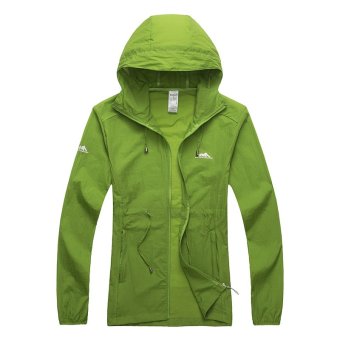 New Womens Sunscreen Travel Anti-UV Coat Outdoor Waterproof Quick Dry Jacket With Belt Green  