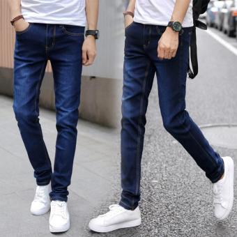 Nianhua Men's Snow Slim Jeans Blue - intl  