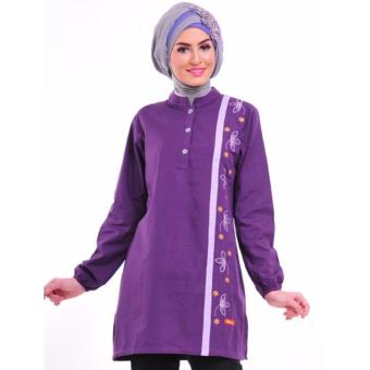 Nibras Blouse Atasan NA-03 Kaos Wanita Baju Muslim Tunik Kemeja Kaos Ungu Tua  
