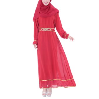 Niyatree Muslim Church Muslimah Women Knotted Waist Long Dress - Red  