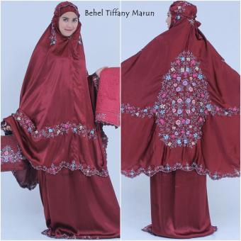 Nuranitex Busana Muslim Mukena Behel Yoryu Bordir Tiffany Antik - Merah  