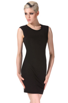 O-Neck Sexy Slim Bodycon Dress (Black)  