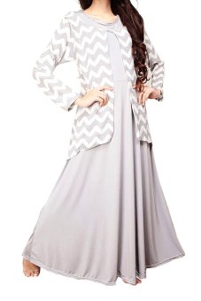 Ofashion Gamis Wavy Bubble Dress Gaun Muslim Pakaian Muslimah - OF-AX-5025G - Abu  