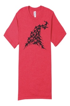 Ogah Drop T-Shirt Pria Shark Surfing - Merah  