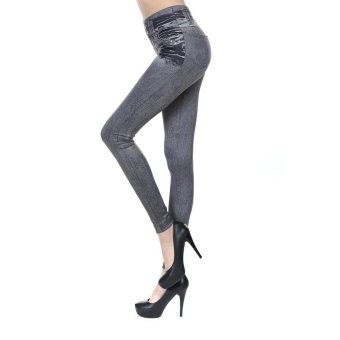 OH Sexy Women Skinny Jeggings Stretchy Leggings Jeans Pencil Tight Trousers Gray L/XL - intl  