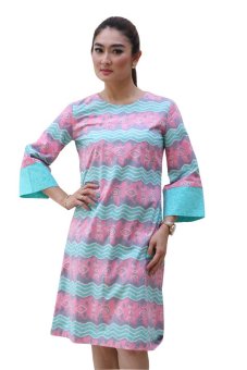 Oktovina-HouseOfBatik Midi Dress Batik Katun - Femme Batik DLTKE-1A - Pink Tosca  