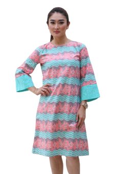 Oktovina-HouseOfBatik Midi Dress Batik Katun - Femme Batik DLTKE-1B - Peach Tosca  