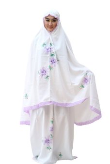 Oktovina-HouseOfBatik Mukena Batik Lukisan Santung - Moslem Batik MB-1 - Putih Ungu  