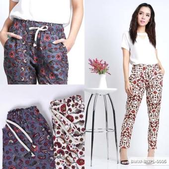 Omah Fesyen Andhar Flowery Casual Long Pants - Grey  