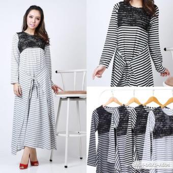 Omah Fesyen Eqianin Stripe Flare Maxi Dress - Black  