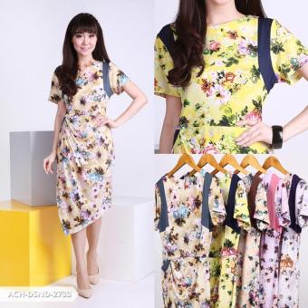 Omah Fesyen Nobuko Flowery Drape Mini Dress - Violet  
