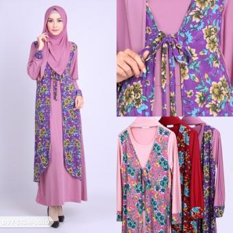 Omah Fesyen Ramilsha Flowery Longsleeve Muslim Set - Maroon  