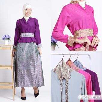 Omah Fesyen Yuania Batik Peplum Maxi Dress - Grey  