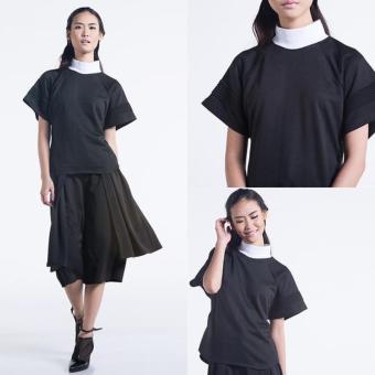 Omah Fesyen Zulyana Plain High Neck Blouse - Black  