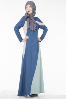 One size muslim women lace slim Long dress baju kurung Arab Loose-fitting clothing wear Special for Ramadan(Blue) - intl  