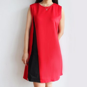 Ootd Women Pakaian Atasan Wanita Dress Wanita Dkny Dress 164 - Merah  