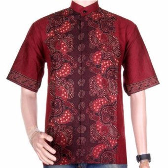 Ormano Baju Batik Koko Muslim Lengan Pendek ZO11 - Merah  