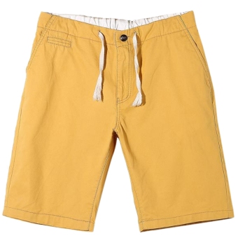 Panegy Men Colorful Summer Cotton Slim Short Pants Adjustable Straight Short ??yellow - Intl - intl  