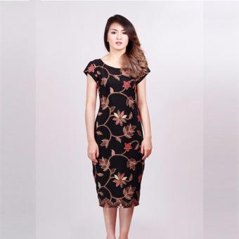 Parama Dress Batik Wanita Midi Dress Tendril – Coklat  