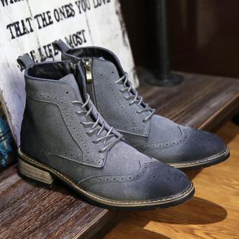 PATHFINDER Fashion Men's Suede Boots British Style Men Shoes?Grey?  