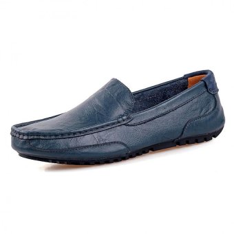 PATHFINDER Men Driving Leather Loafers Shoes Slip Ons (Blue)  