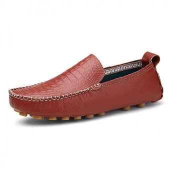 PATHFINDER Men Leather Loafers Shoes Brown  