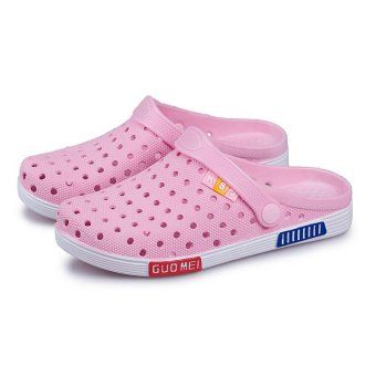 PATHFINDER Men Summer Shoes Sandals New Breathable Beach Flip Flops Slip On Mens Slippers Mesh Lighted Unisex Shoes-Pink - intl  