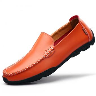 PATHFINDER Men's Driving Soft Loafers Low Cut Men Shoes(Orange) - intl  