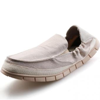 PATHFINDER Men's Fashion Roll Shoes Linen Canvas Slip Ons L04 (Beige)  