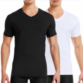 Pierre Uno - Kaos Dalam V-Neck - 2 Hitam dan 2 Putih - 4 Pcs  