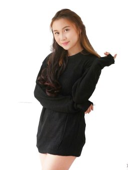 Pinkbunnylabel - Korean Sweater Rajut Blouse - Hitam  