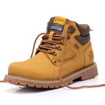 PINSV Genuien Leather Men's Fashion Casual Boots Ankle Boots (Yellow) - intl  