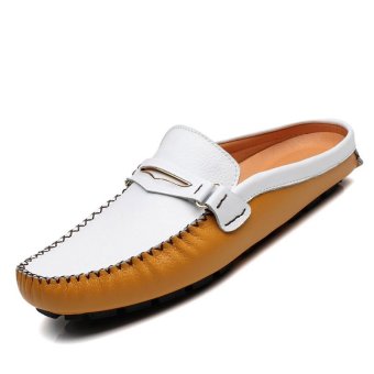 PINSV Genuine Leather Men Casual Loafers Slip-On Yellow - Intl  