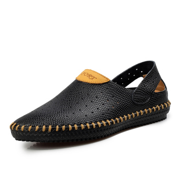 PINSV Leather Men Flats Casual Shoes Loafers Shoes Slip-On (Black) - Intl  