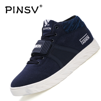 PINSV Lovers Unisex Casual Shoes Fashion Sneakers High Cut Skate Shoes (Blue) - intl  