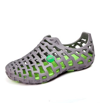 PINSV Men Casual Flat Sandals Beach Slipper Shoes (Grey) - Intl  