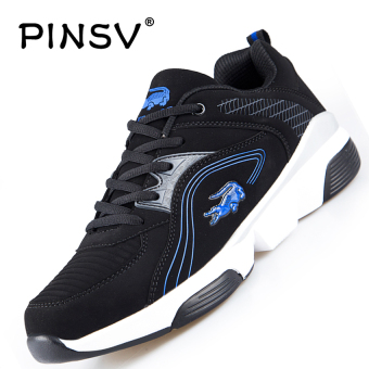 PINSV Men's Breathable Casual Shoes Fashion Sneakers Big Size 37-47 (Black/Blue) - intl  