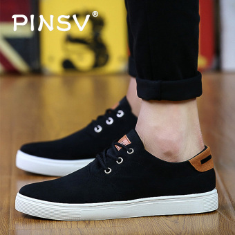 PINSV Men's Canvas Casual Shoes Fashion Sneakers Skate Shoes (Black) - intl  