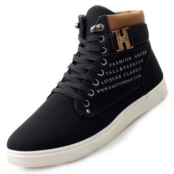 PINSV Men's Fashion Sneakers with High Cut(Black)  
