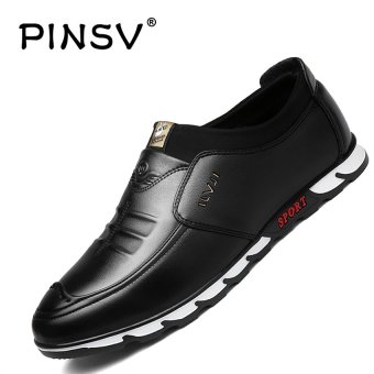 PINSV Synthethhic Leather Men's Formal Shoes Business Leather Shoes Casual Loafers (Black) - intl  