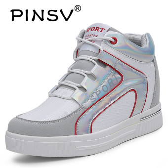 PINSV Women Wedge Heel Lace-Up Casual Sneakers High Cut (Grey) - Intl  